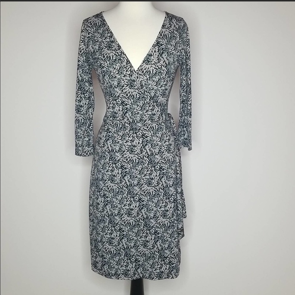 Bcbg Maxazria Blue Gray Patterned Wrap Dress,Size… - image 1